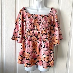 Floral Square Neck Blouse